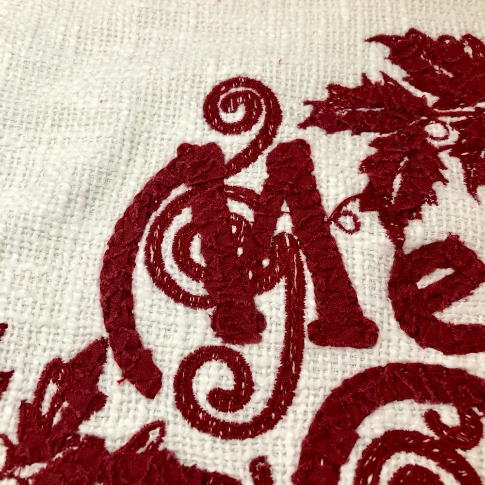 Pottery Barn Merry Christmas Embroidered Pillow Cover